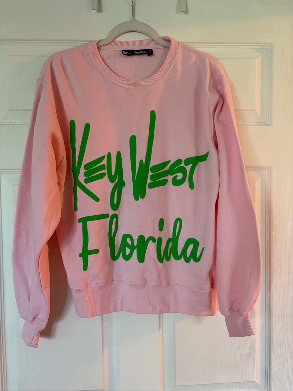 Key West Florida Pink Sweatshirt with Green Script